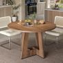 Round Dining Table for 4-6 People, Brown Kitchen Table, 120CM Farmhouse Dinning Tables, No Shaking, More Durable, for Kitchen and Living Room, Easy to Assemble (only table) Image 3
