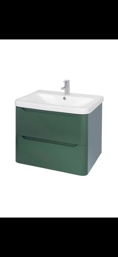 Eve 500 wall hung unit and basin green/white/navy/elm