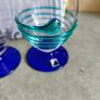 SET OF 5 , 1920 s Art Deco Czech Republic Cobalt Blue Green On Clear Glasses Image 6