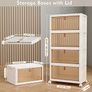 Storage Boxes with Lid, 4-Tier Plastic Stackable Storage Boxes with 1 Lid 23L/Tier, Folding Storage Bins with Wheels, Storage Organizer for Bedroom Living Room Study Office Image 2