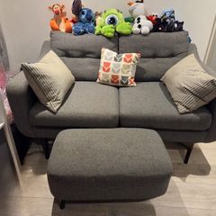 2 & 1 seater sofa with matching footstool