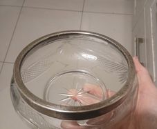 Vintage John Grinsell & Son's  cut glass bowl with silver plated rim