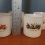 Cool Set of Four Vintage Retro Mid-Century French Milk-Glass Opaline Espresso Coffee Cups/Mini Mugs with Classic Car Designs Image 9