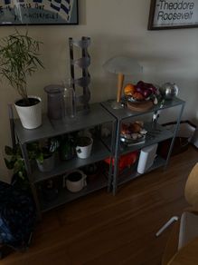Set of 3 Galvanised Metal Shelving Units - Industrial Style