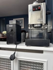Gaggia Classic espresso machine and DeLonghi coffee grinder