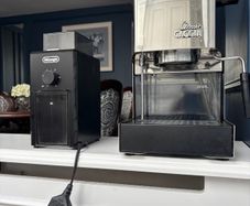Gaggia Classic espresso machine and DeLonghi coffee grinder