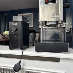 Gaggia Classic espresso machine and DeLonghi coffee grinder