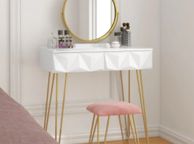 main image for ad With Mirror and  Velvet Stool Makeup Cosmetic Vanity Table with 2 Drawers 3D Effect Bedroom