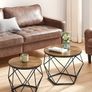 FREE P&P Coffee Tables, Set of 2 Side Tables, Robust Steel Frame, for Living Room, Bedroom, Rustic Brown and Black Image 2