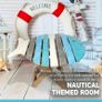 Small WOODEN FOLDING FISH shaped SIDE TABLE with distressed finish | Blue and Whitewash wood Colours | bring a simple seaside feel to any room or would fit into a nautical themed room Image 3