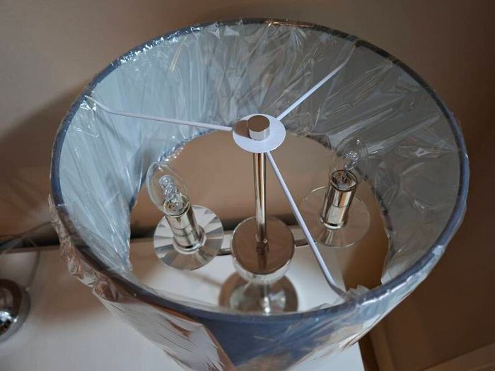 New Hall / Table Lamp Twin Bulb Grey lamp Shade,  metal & glass construction