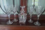 cyrstsl  decanter and 4 crystal wine glasses