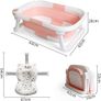 Baby Bath Tub Foldable Bathtub, Newborn Baby Plastic Bathtub with cushion pad Foldable Anti-Slip legs Collapsible tub for Toddler Baby kids Bathing Image 2