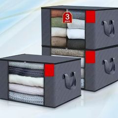 3 Large Storage Bags with Zipper and Lid, new.