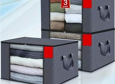 3 Large Storage Bags with Zipper and Lid, new.