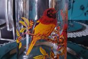 French Mid Century Modern Glass Jug Kitsch Birds Retro