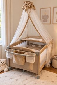Cavallo Italian Baby Travel Cot- Bed Complete Set with Canopy, Changing Table & Accessories