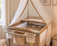 Cavallo Italian Baby Travel Cot- Bed Complete Set with Canopy, Changing Table & Accessories