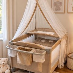 Cavallo Italian Baby Travel Cot- Bed Complete Set with Canopy, Changing Table & Accessories