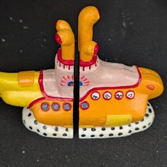 Cast iron Beatles Yellow Submarine themed bookends