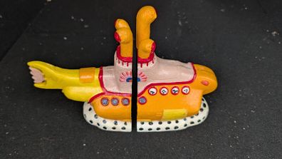 Cast iron Beatles Yellow Submarine themed bookends