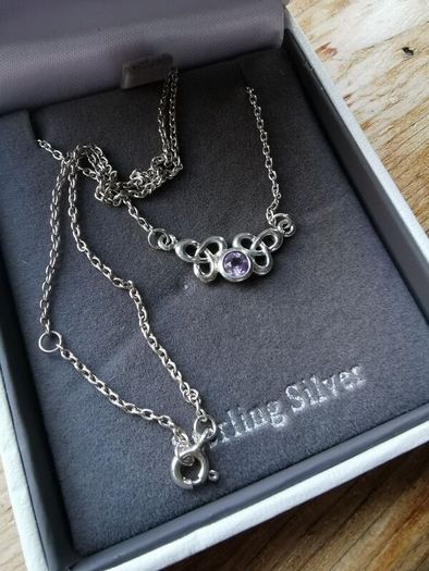 Silver necklace with birthstone