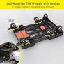 Folding Hand Truck, Portable Heavy Duty Dolly Cart, 3.2KG Lightweight Foldable Moving Trolley with 2 Elastic Ropes, 6 Wheels Design with Wheel Brake for Travel, Moving & Storage Image 3