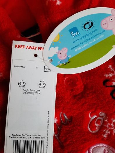 New peppa pig fleece with hood tags attached and sticker book