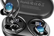 Hupoaf H87 Bluetooth Sport Headphones 5.4, Wireless In-Ear Bluetooth Headphones with Hi-Fi Stereo, 50-Hour Battery Life, Over-Ear Sports Headphones with Ear Hooks, Noise-Canceling Earbuds/4 ENC Mics, IP7 Waterproof/USB-C