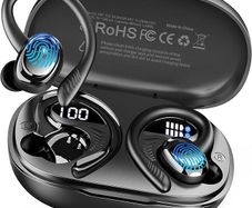 Hupoaf H87 Bluetooth Sport Headphones 5.4, Wireless In-Ear Bluetooth Headphones with Hi-Fi Stereo, 50-Hour Battery Life, Over-Ear Sports Headphones with Ear Hooks, Noise-Canceling Earbuds/4 ENC Mics, IP7 Waterproof/USB-C