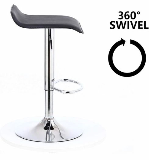 2 x Square Bar Stools PU Leather Swivel Adjustable Counter Stool Office Chair With Footrest