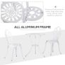 3 Piece Patio Bistro Set for 2, Outdoor Aluminium Garden Table and Chairs with Umbrella Hole for Balcony, White Image 5