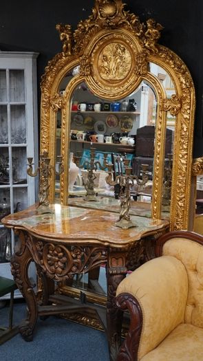 Antique Marble-Topped Console Table