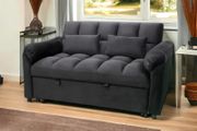 Black Velvet Pull-Out Corner Sofa Bed Best price in Ireland