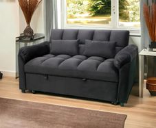 Viral sofa returns Pull Out Black velvet Double Sofa Bed 2 Seater Sleeper