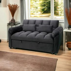 Viral sofa returns Pull Out Black velvet Double Sofa Bed 2 Seater Sleeper