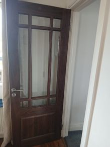 walnut glass panel door