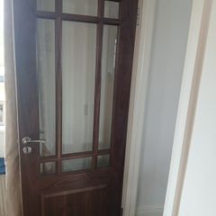 walnut glass panel door