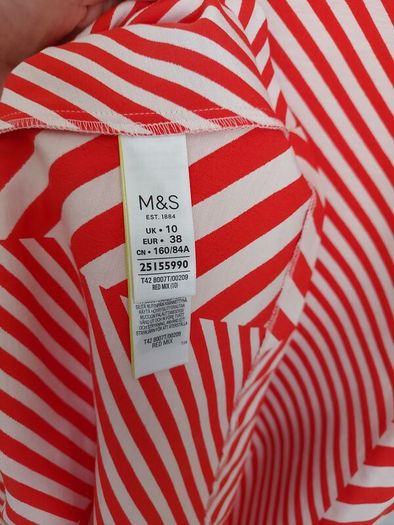 M&S Autograph red and white strapless dress