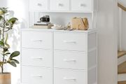 Chest of Drawers, 9-Drawer Bedroom Cabinet with Handles, Wood Top, Metal Frame, Tall Storage Unit Dressing Table for Bedroom, Living Room, White