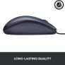 Logitech B100 Wired USB Mouse, 3-Buttons, Optical Tracking, Ambidextrous PC / Mac / Laptop - Black Image 6