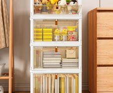 Storage Boxes with Lids 28L4 Tier, Plastic Storage Box with Lid  Stackable Folding Storage Bins with Wheels, Storage Organizer for Bedroom Living Room Study Office
