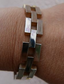 Vintage 1950s 18K Gold RGP Tank Bracelet Modernist MCM - Rolled Gold Plated