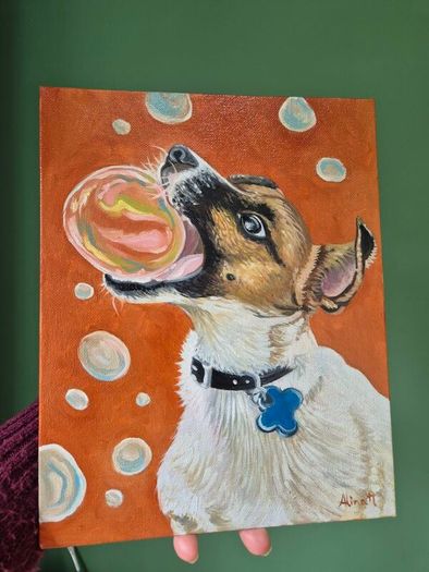 A bubbly Jack Russell - oil painting