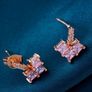 Rose Gold Plated Pink CZ Drop Earrings Image 3