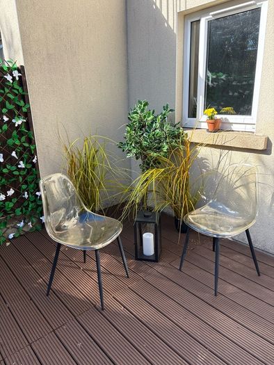 Pair of Modern Transparent Acrylic Dining Chairs