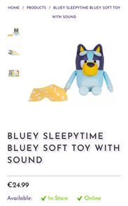 Sleepytime BlueY Soft Toy With Sound