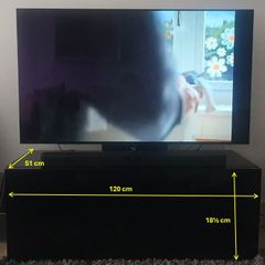 Solid Wood Black Metalic TV Unit with Storage