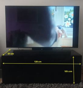 Solid Wood Black Metalic TV Unit with Storage