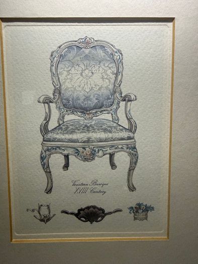 Pair of Vintage Framed Marina Romagnoli Chair Prints